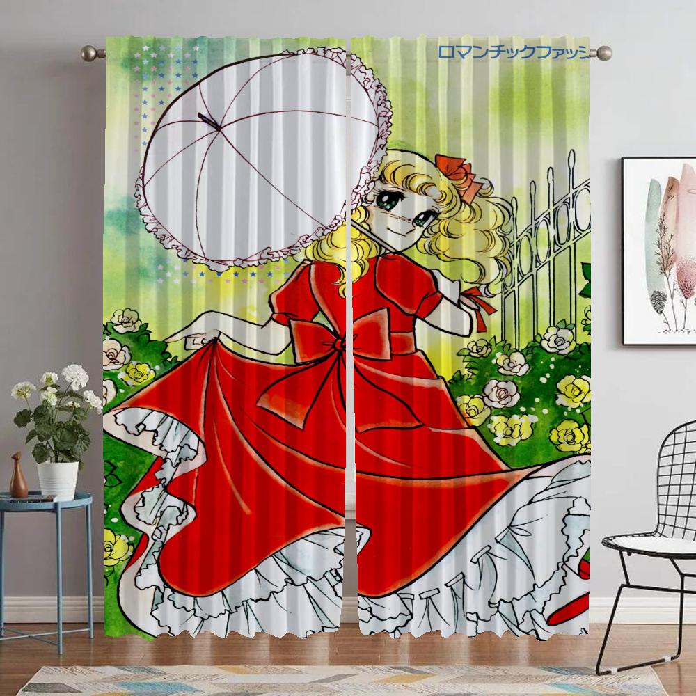 Moskitonetze für Kamera Candy Candy Heim-Innenvorhänge 2 Stück Fenstervorhang Trennwand Jalousien Tüll für Schlafzimmer W60xH90cmx2pcs-CL