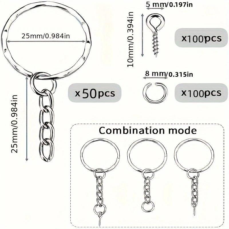 120 Stück/Set oder 250 Stück/Set Schlüsselanhänger, offene Biegeringe, Ösenstifte, Schmuckherstellungs-Zubehör-Kits für DIY-Schlüsselanhänger aus Epoxidharz 250Pcs/Set