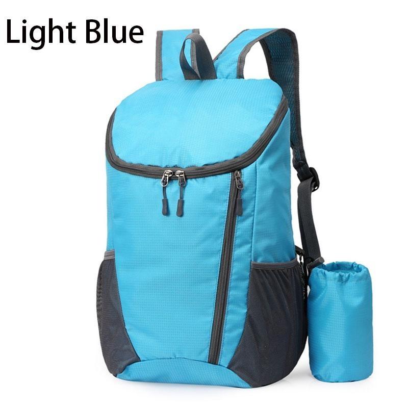 1 Stück Falttasche mit großer Kapazität, leicht, wasserdicht, 8 Farben, Outdoor-Tasche, Reisesport, faltbare Rucksäcke One Size hellblaue
