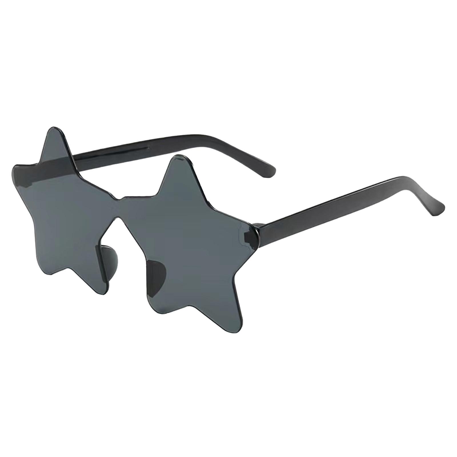 Randlose Sonnenbrille in Sternform, transparente Sonnenbrille in Bonbonfarbe, Party-Sonnenbrille für Mädchen, Jungen, Frauen One Size schwarz