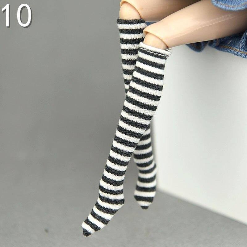1 paar Puppe Gestreiften Lange Socken Geeignet für Blythe Puppe Strümpfe Fit Für Blyth 1/6 BJD Zubehör Puppenhaus Spielhaus DIY Spielzeug hellbraun
