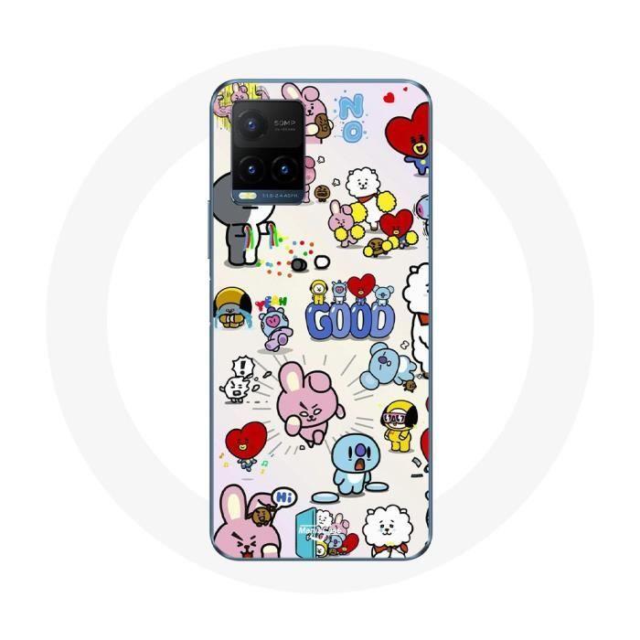 Coque pour Vivo Y21s 2021 / Y21 2021 BTS Bangtan Sonyeondan BT21 Van Tata Chimmy Cooky Rj Koya Mang Et Shooky