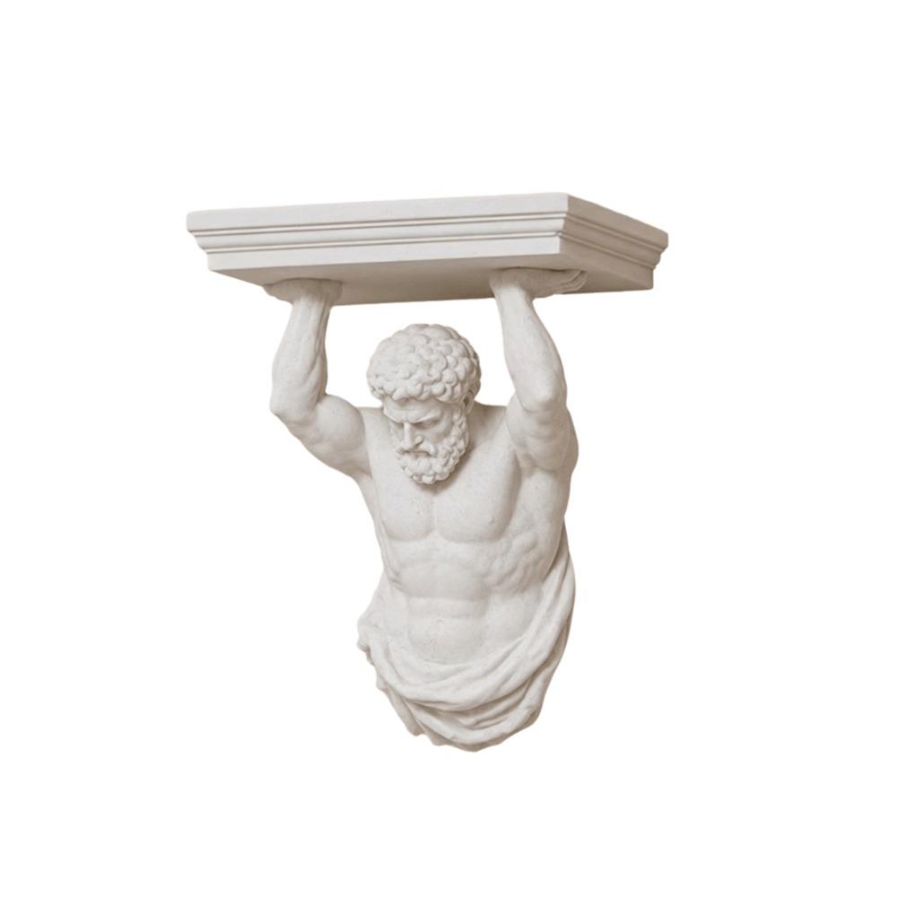 Dekoratives Atlas Wandregal Plastik Atlas Statue Wandhalterung Figur Wandregal Heimdeko weiß