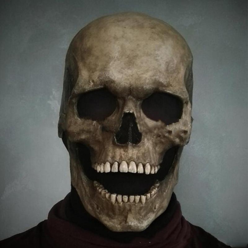Halloween Horror Maske Kiefer Mund Beweglicher Schädel Latex Maske Schädel Cosplay Requisiten chin movable (soft latex) graue