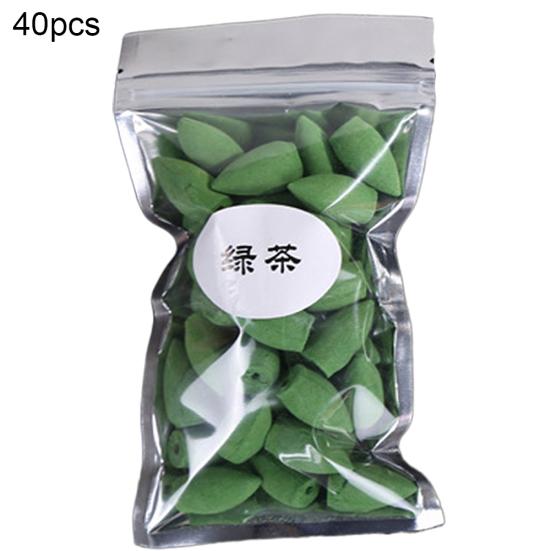 40 Stück Luftreinigungskegel, Duft, Buddhismus, Rauch, Rückfluss, Weihrauch, Aroma, Gewürze Green Tea