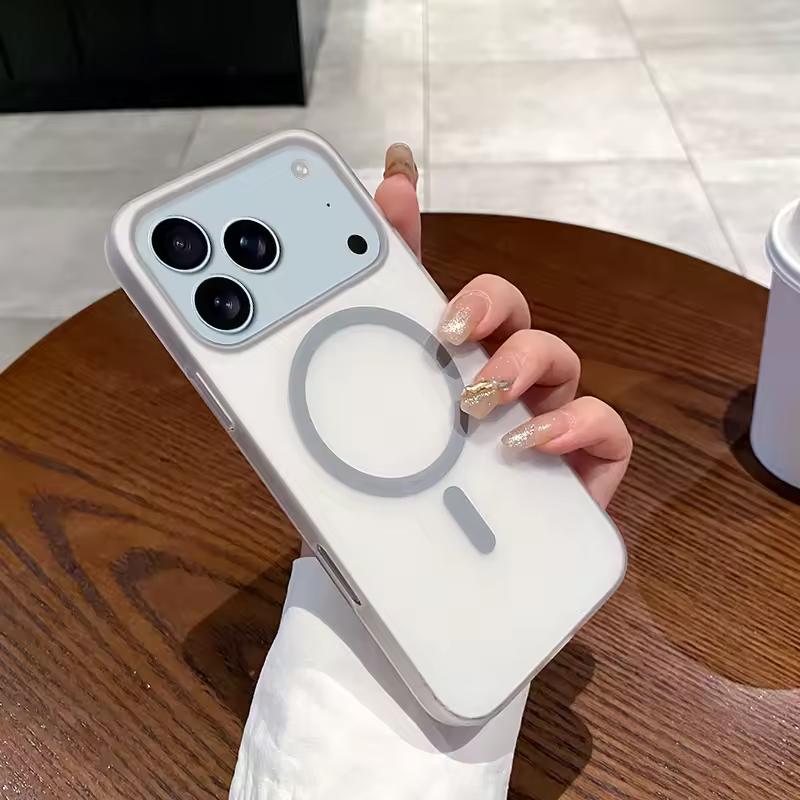 Ultradünne Matte Hülle für iPhone 17 Air 16 E 15 14 13 12 11 Pro Max Plus Magnetisch für Magsafe Kabelloses Laden PC-Abdeckung iPhone 17 Pro Max grau
