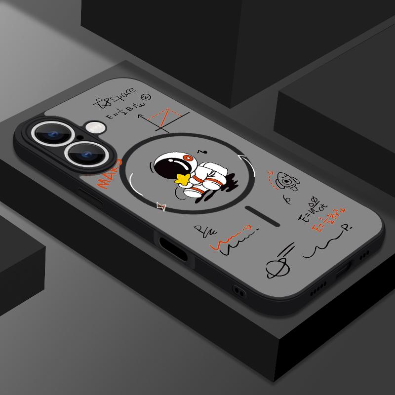 Cartoon Astronaut Hülle Für iPhone 16 Pro Max Hülle iPhone 15 Pro Max 14 13 Magnetisch Für Magsafe Matt Rückseite Hüllen iPhone 16 Pro
