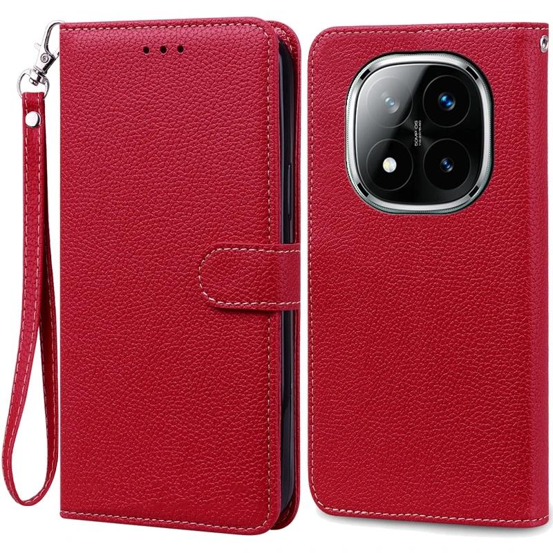 Für Redmi Note 14 Pro Hülle Xiaomi Redmi Note 14 4G 5G Note 14 Pro 5G 4G 14C Pro+ Plus 5G Hülle Leder Flip Wallet Cover Xiaomi 14 14T Pro POCO X7 RedMi Note 14 Pro+ rot
