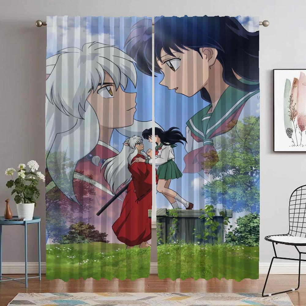 Inuyasha Verdunkelungsvorhänge für Wohnzimmer Heim-Innenvorhänge 2 Stück Jalousien Raumteiler Fenstervorhang Tüll für Schlafzimmer W96xH137cmx2pcs-CL