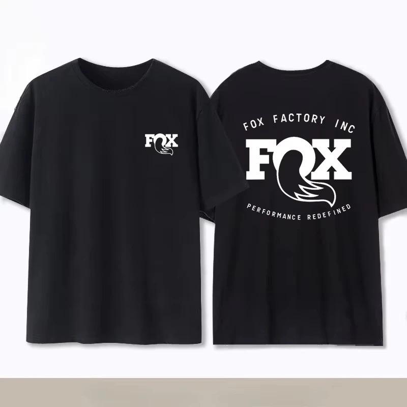 Sommer Baumwolle Fox Racing Cross-Country Mountainbike Gedenk Oversized T-Shirt Hohe Qualität Mode Herren Damen Kurzarm Rundhals Oberteil L schwarz
