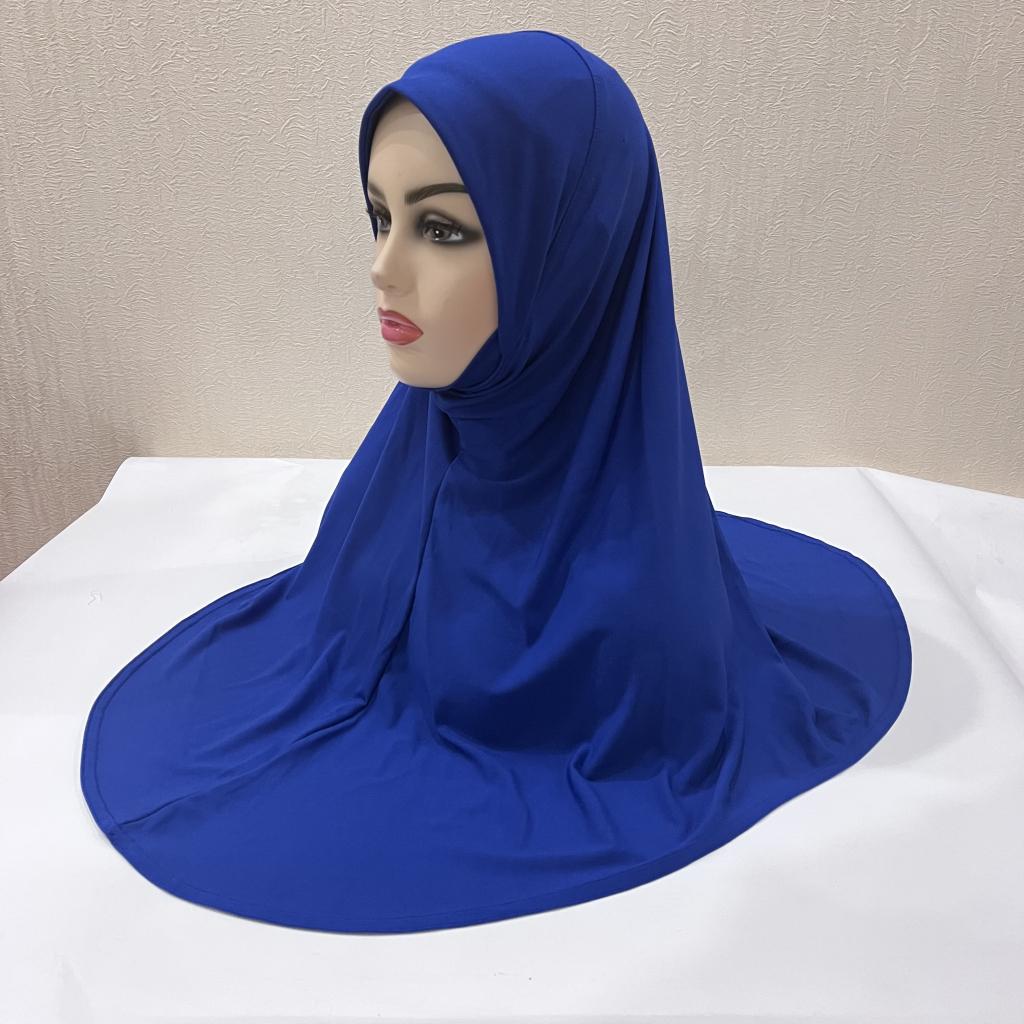 H124 Erwachsene hochwertige große Größe muslimischer Hijab-Schal mit Kinnteil islamische Kopftuch-Hüte Armia zum Überziehen Kopftuch Turbanmützen königsblau