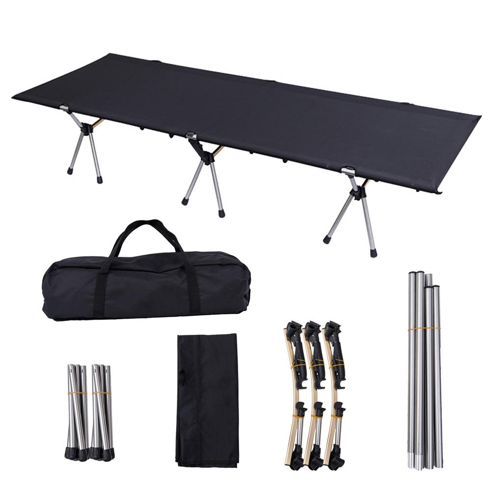 Outdoor Ultraleicht Tragbare Klapp Schlafen Bett Büro Siesta Mittag Brechen Bett Aluminium Legierung Stange schwarz