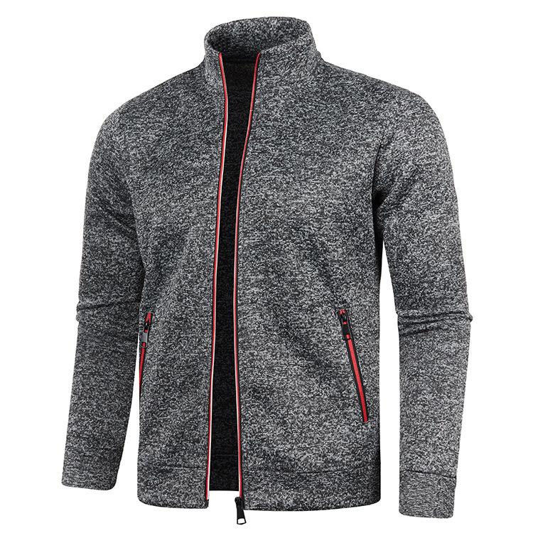 Herbst und Winter Herren Lange Reißverschluss Strickpullover Ärmel Dünne Samt Trendy Tops Pullover Jacken Plus Größe Männer XL dunkelgraue