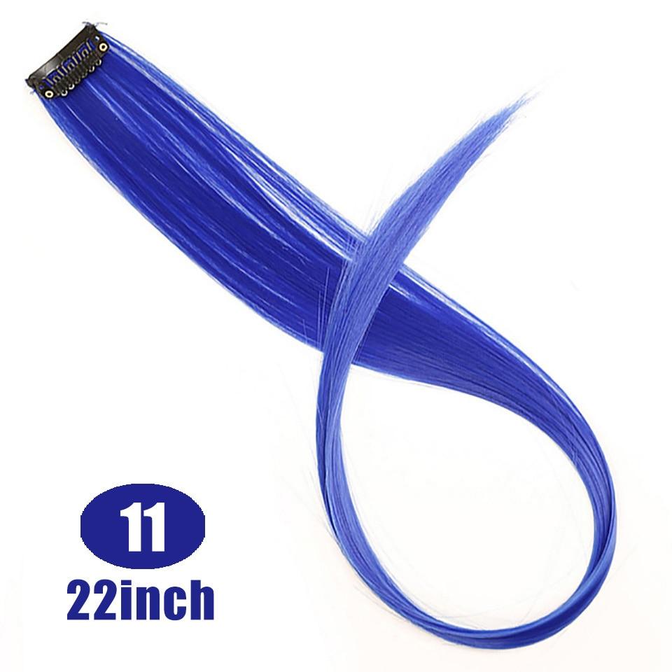 Lupu Damen-Haarverlängerung, lange, gerade, Regenbogen-Highlight-farbige Haarverlängerung, Clip-in-Kunsthaar, synthetische Haarteile für Frauen, hitzebeständig 55CM