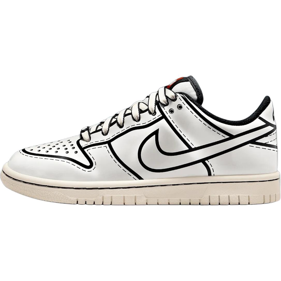 LEGO x Nike Dunk Low GS Sail Kinder-Sneakers Creme Schwarz Rush-Rot IF2117-100 35.5