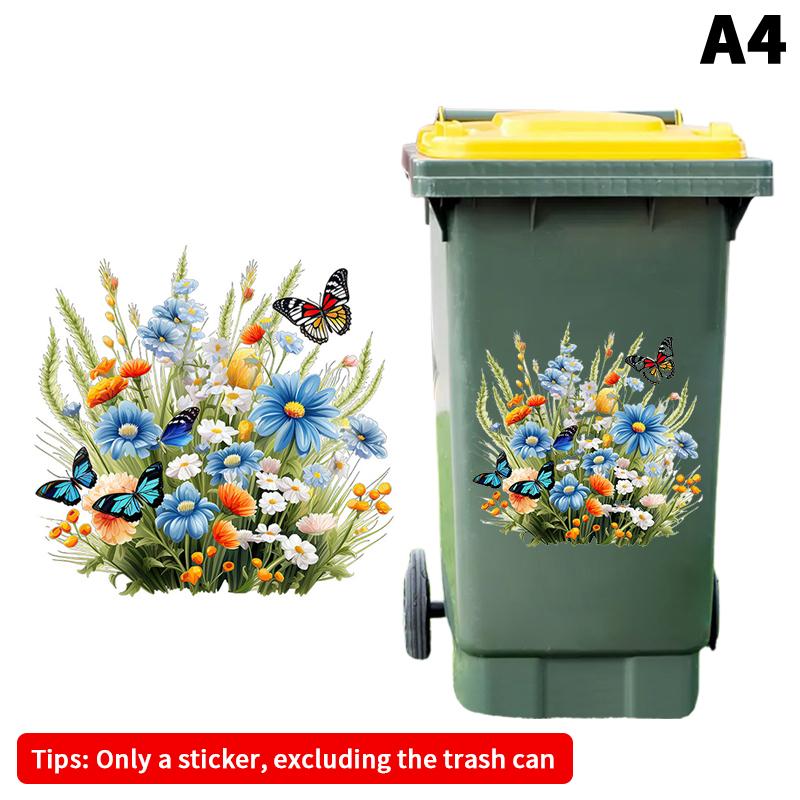 Sonnenblumen Mülleimer Aufkleber Floral Rad Mülleimer Aufkleber Selbstklebend Wasserdicht PVC Aufkleber Für Wände Badezimmer Heimdeko