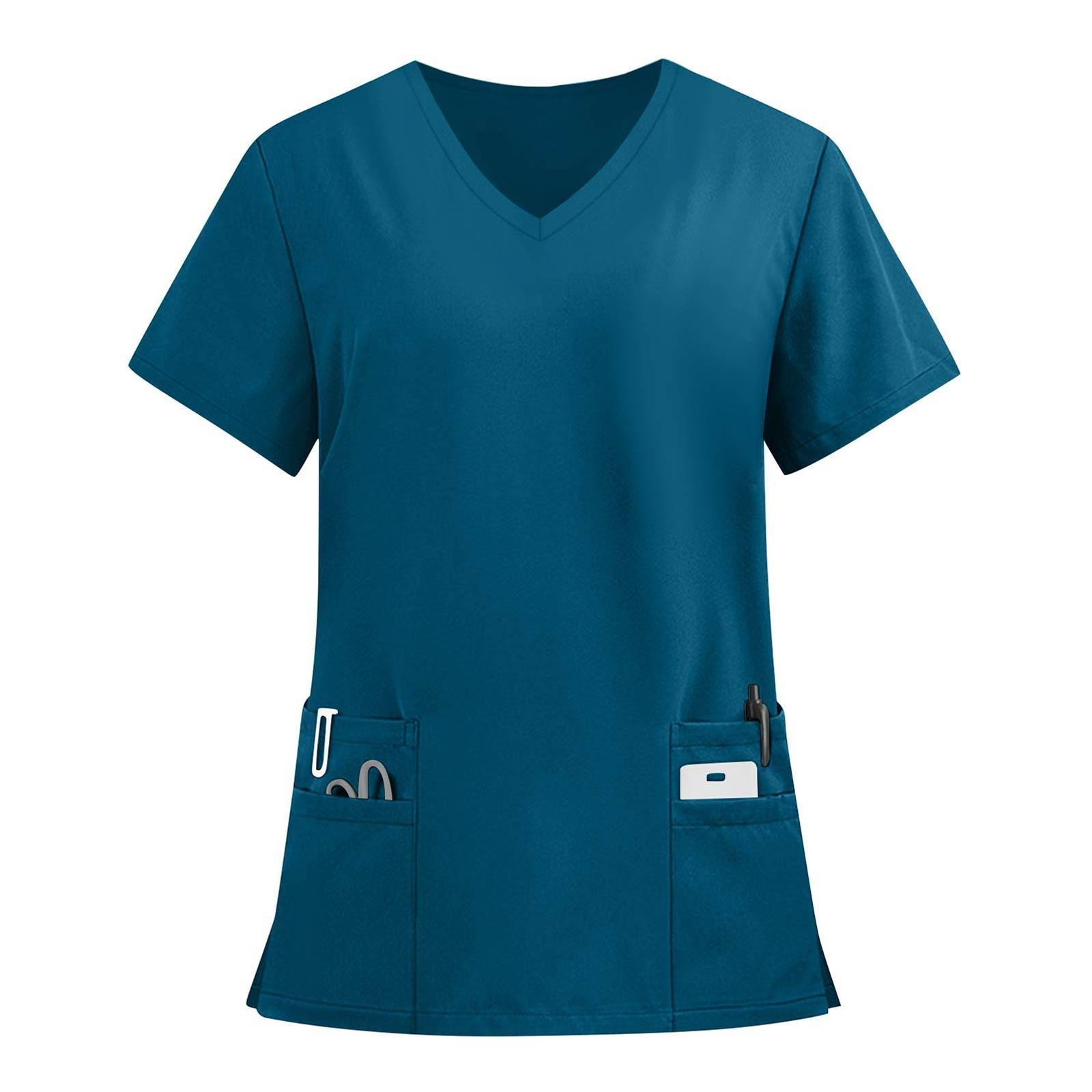 Damen V-Ausschnitt Medizinischer Kasack mit Taschen, Bequeme und Langlebige Arbeitskleidung für Krankenschwestern, Ärzte und Medizinisches Fachpersonal XXXL dunkelblaue