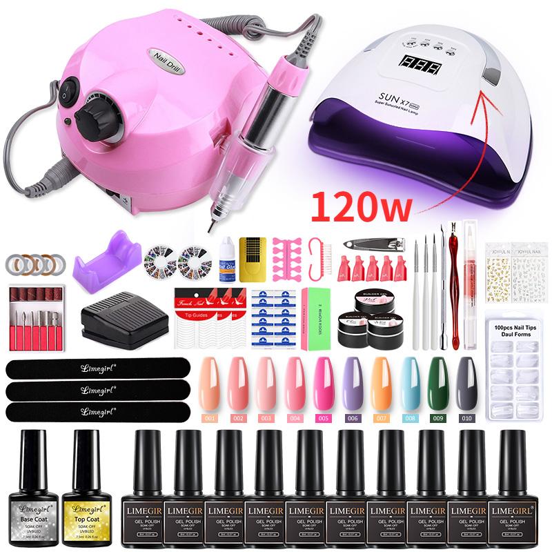 Maniküre-Set, Nagel-Set, Gel-Nagellack-Set, 120/80/54 W, UV-LED-Lampe mit Gel-Lack-Set, Nagelbohrer, Maniküre-Werkzeug-Set, Nagelverlängerungs-Set