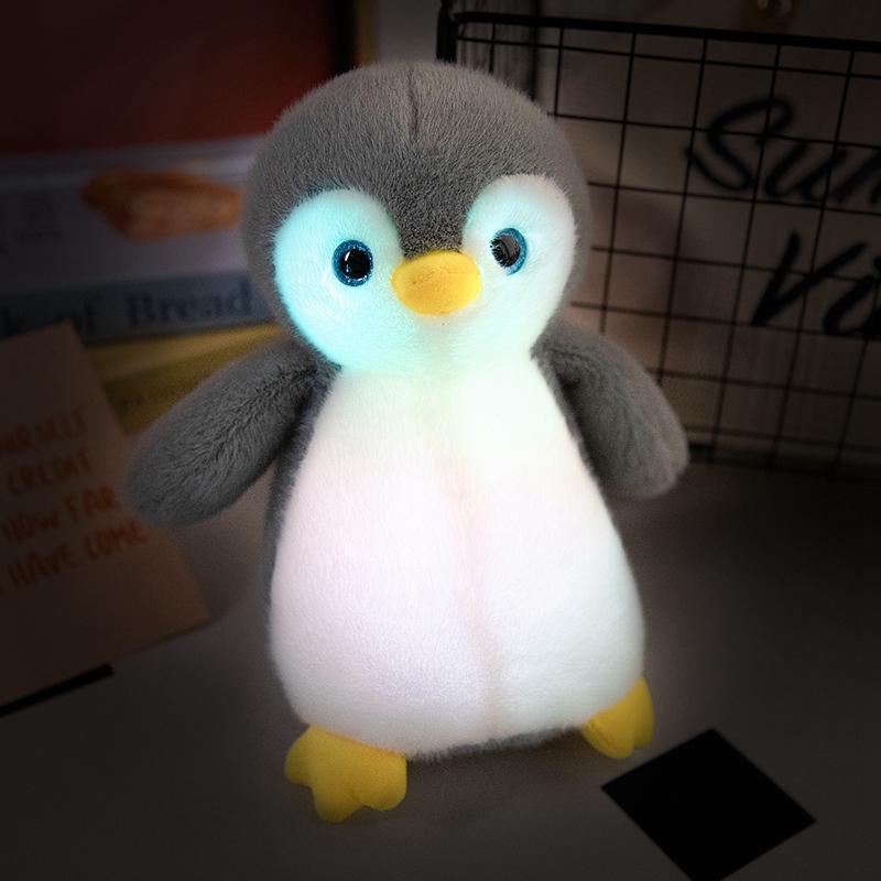 25/30CM Leuchtende Kleine Pinguin Plüschtiere Stofftier Cartoon Tierpuppe Niedliche Heilende Begleitspielzeuge Für Schöne Weihnachtsgeschenke 25cm graue