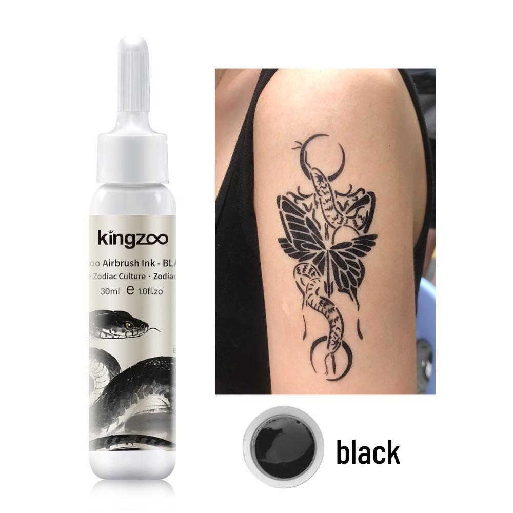 Wasserdichte temporäre Airbrush-Tattoo-Farbe - Realistisches, nicht verblassendes Körpermalerei-Pigment 30ml schwarz