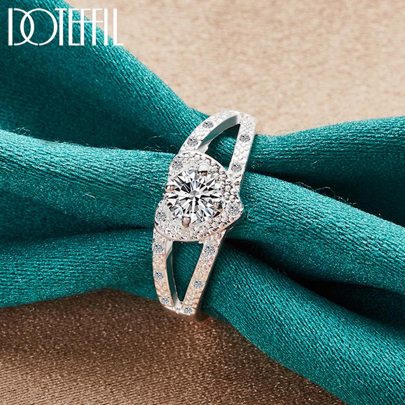 925 Sterling Silber AAA Zirkon Herz Ring Modeschmuck 7#