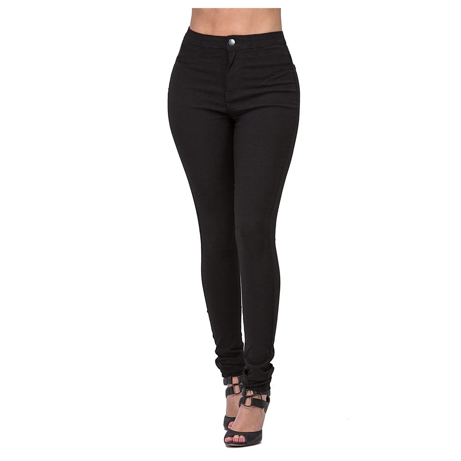 Klassische Stretch Schlankmachende Mehrfarbige Damenjeans XXL schwarz