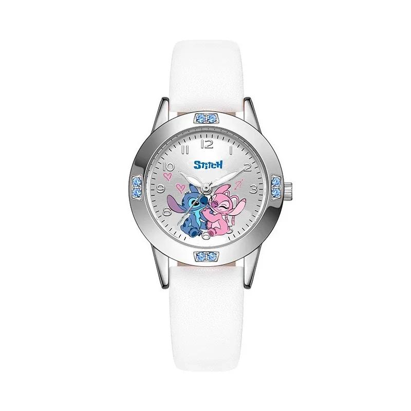Disney Stitch Uhren Süße Uhren Verschiedene Stile Cartoon Diamantdekoration Lederuhren Geschenke