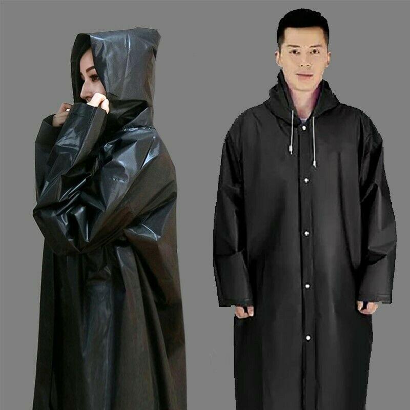 Damen, Herren, wasserdichte Jacke, dicker PVC-Regenmantel, Regenmantel, Kapuzenponcho, Regenbekleidung One size schwarz