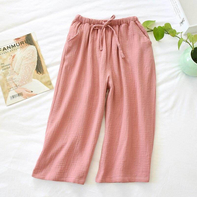 2026 Sommer Neue Paar 100% Baumwolle Kreppstoff Hose Große Größe Locker Haus Hose Mehrfarbig Cropped Hose Damen Shorts M beige