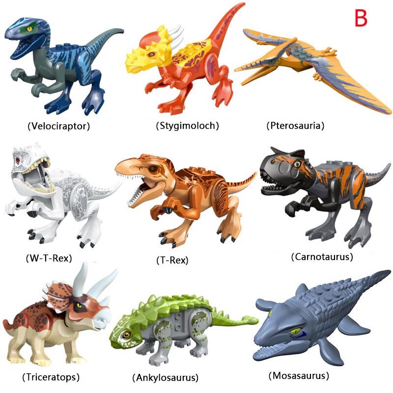 8PCS Dinosaurier Tyrannosaurus Rex Wyvern Velociraptor Stegosaurus Modell Bausteine ​​Spielzeug für Kinder Dinosaurier Ziegel Figuren Spielzeug