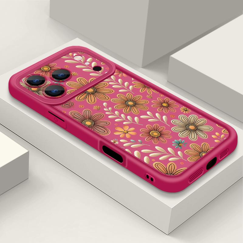Stoßfestes Weiches TPU Silikon Handyhülle Funda Für iPhone 17 Air 16e 16 15 14 Pro Max 13 17 Pro Max 17 Pro 17 Cartoon Blumen Muster Hülle iPhone 13 Pro Max heißes rosa