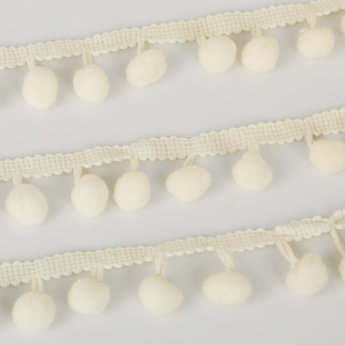 5 Yards Spitze Stoff Nähen Zubehör Pompom Trim Quaste Ball Fringe Band DIY Material Bekleidung 10mm elfenbein