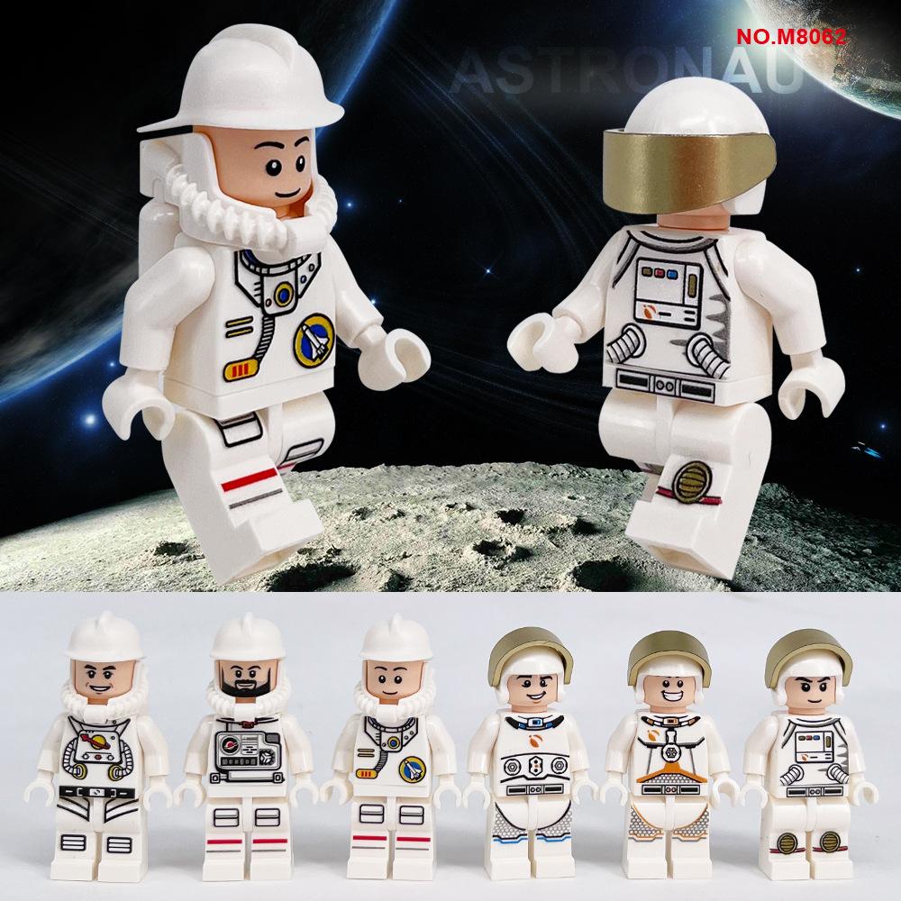 6 stücke M8062 Astronaut Kleine Partikel Cartoon Puppe Pilot Puppe kinder Bausteine