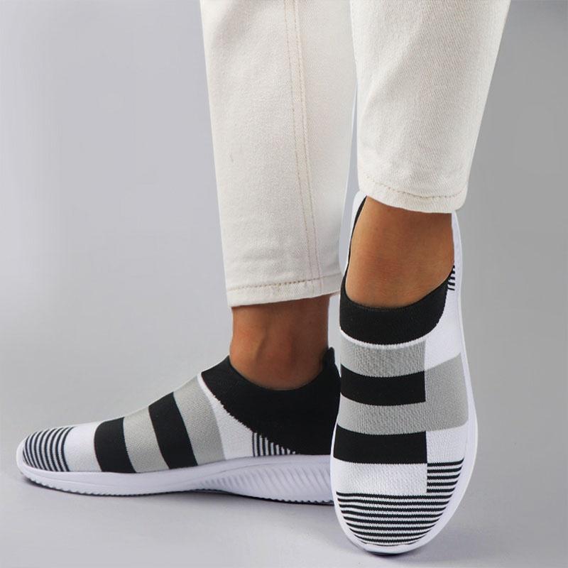 Frauen Turnschuhe Vulkanisierte Schuhe Socke Turnschuhe Frauen Sommer Slip Auf Flache Schuhe Frauen Müßiggänger Casual Socken Schuhe 39 schwarz