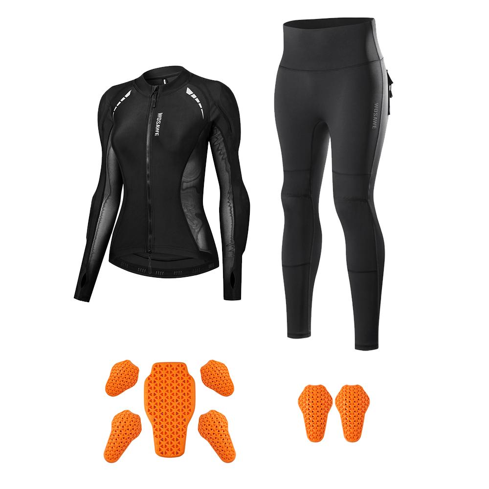 WOSAWE Damen Motocross High Stretch Atmungsaktiv CE-Zertifiziert Abnehmbarer Weicher Gamaschen Slimming Top Hohe Taille Reithose Motorradfahrer Soft-Armor-Set S schwarz