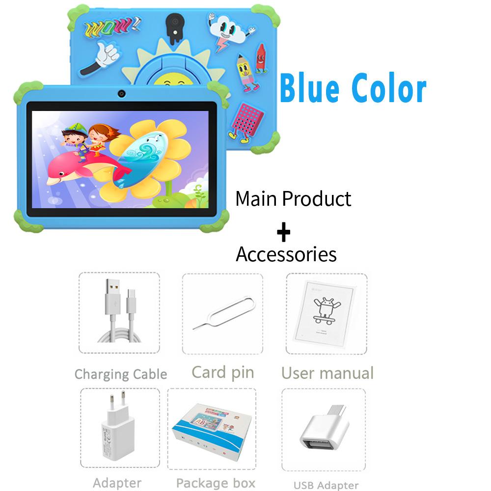 BDF 5G WiFi K1 Tablet 7 Zoll Kinder Kinder Tablet PC Android 13.0 Tablets PC 64GB Schönes Design Lernen Unterhaltung Geschenk Kinder Standard blau