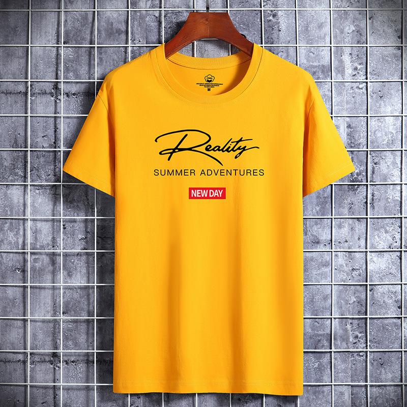 Sommer Herren Kurzarm T-Shirt Herren Mode Lockeres Hemd Bedrucktes Hemd XL gelb