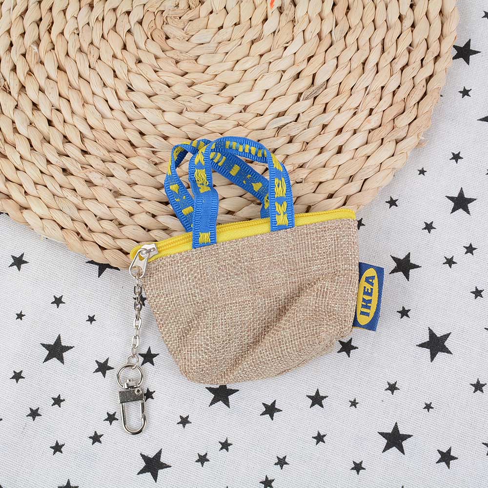 Damen-Geldbörse, Mini-Geldbörse, Geldbeutel, Schlüsselanhänger, Kartenhalter, kleine Tasche mit Reißverschluss, blaue Farbe, Geldbörse mit Reißverschluss 1pc Linen