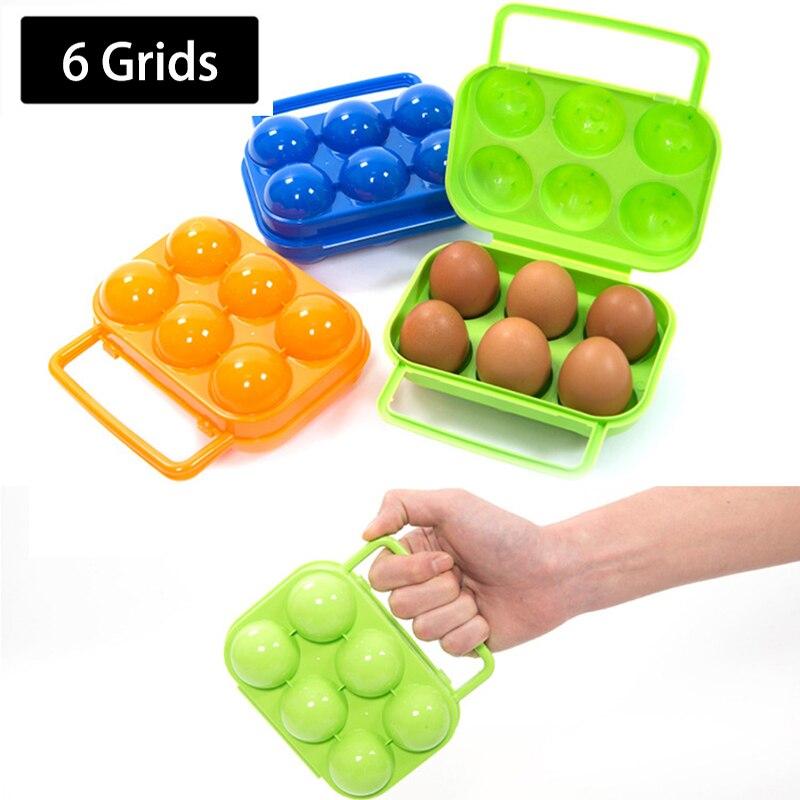 2/4/6/12 Grids Tragbare Ei Lagerung Box Container Kunststoff Eierhalter Für Outdoor Camping Picknick Eier Box fall Küche Organizer 6 girds orange