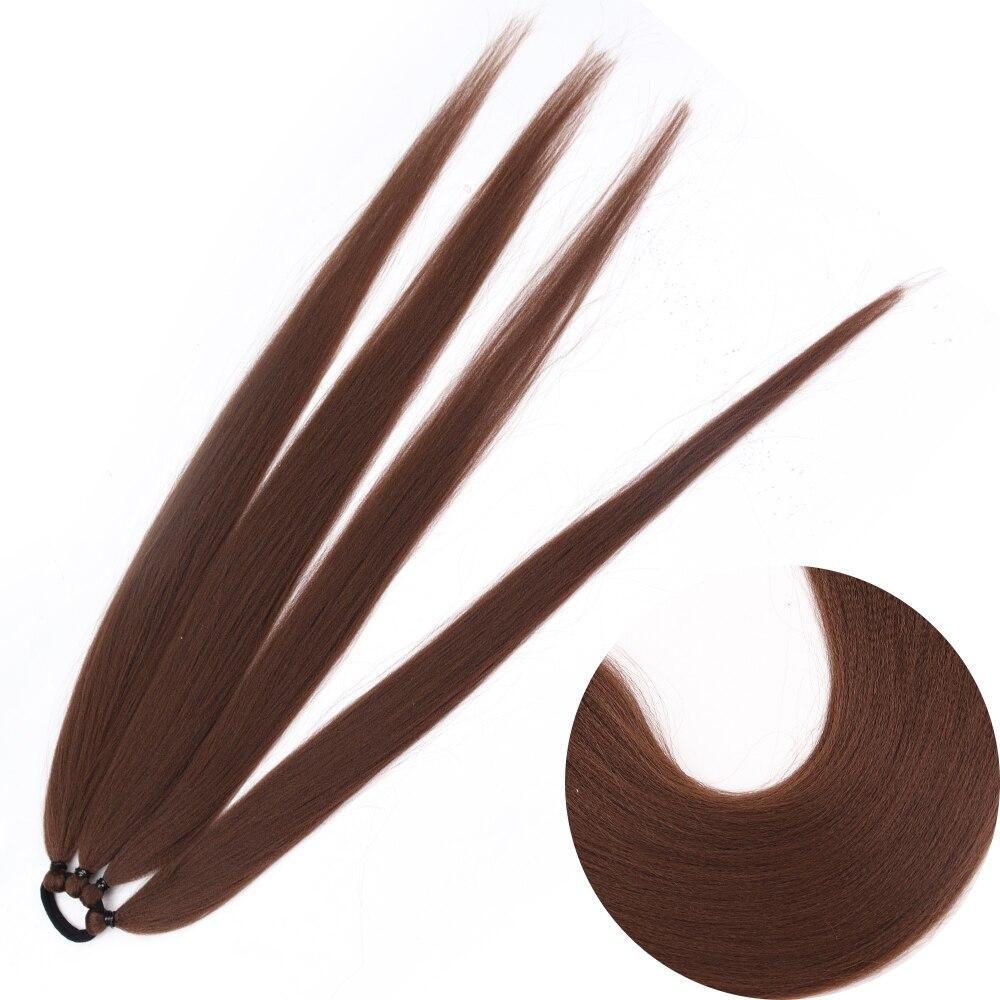 MISS WIG Pferdeschwanz-Extensions Synthetische Boxzöpfe Wickel-Schwanz mit Gummiband Haarring 26 Zoll DIY Braun Ombre Zopf 65 cm black
