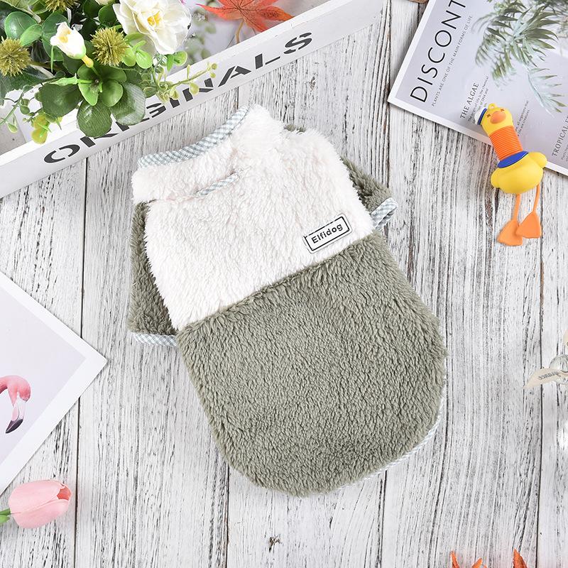 Hundeplüsch-Patchwork-Oberteil für kleine Hunde, Herbst und Winter, für kleine Hunde, süße baumwollgepolsterte Kleidung, Hundekleidung für kleine Hunde, Haustierkleidung 2XL gray