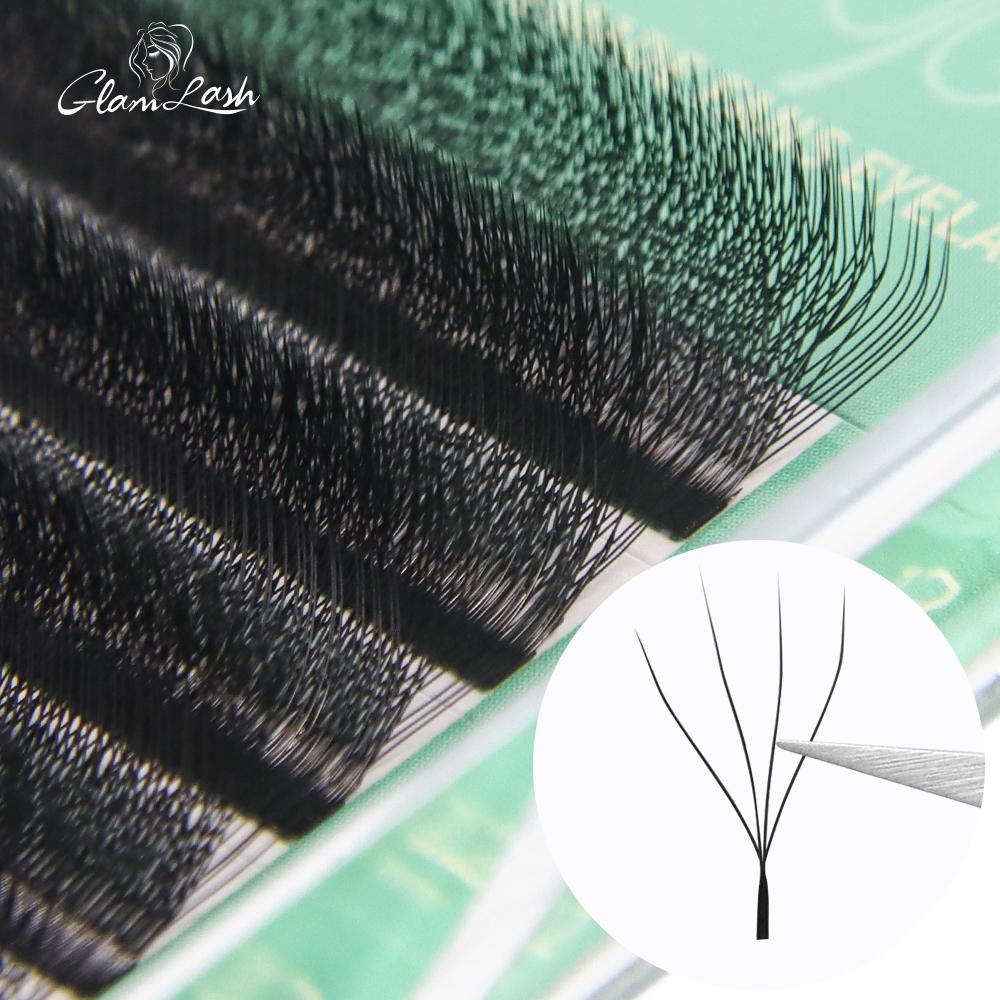 GLAMLASH 4D W-förmige Wimpernverlängerung, vorgefertigte Volumenfächer, W-Stil-Wimpern, künstliche Nerz-Wimpern, weich, leicht zu fächernde, natürliche Wimpern 0.07mm D 11mm