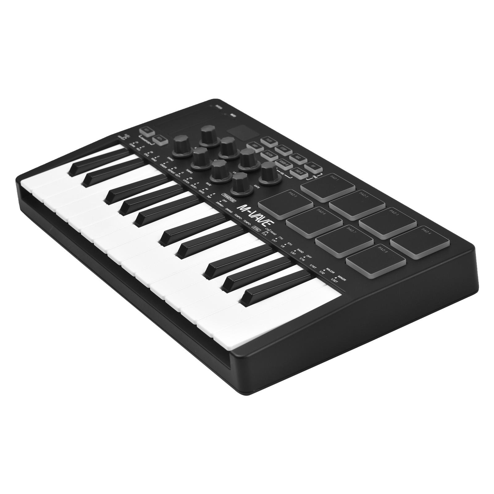 M-VAVE 25-Tasten-MIDI-Steuerungstastatur Mini tragbarer USB-Tastatur-MIDI-Controller mit 25 Geschwindigkeiten schwarz