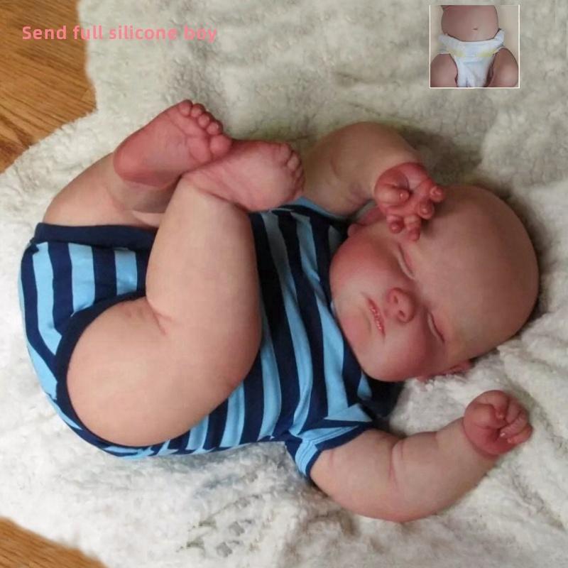 50 cm großer dicker Junge, kahlköpfige Reborn-Baby-Simulationspuppe, voller Vinyl-Stoffkörper, optionale Wiedergeburtspuppe, Soft Touch, molliges Mädchen, Spielzeug, Babypuppe, Kind, Weihnachtsgeschenke full silicone boy