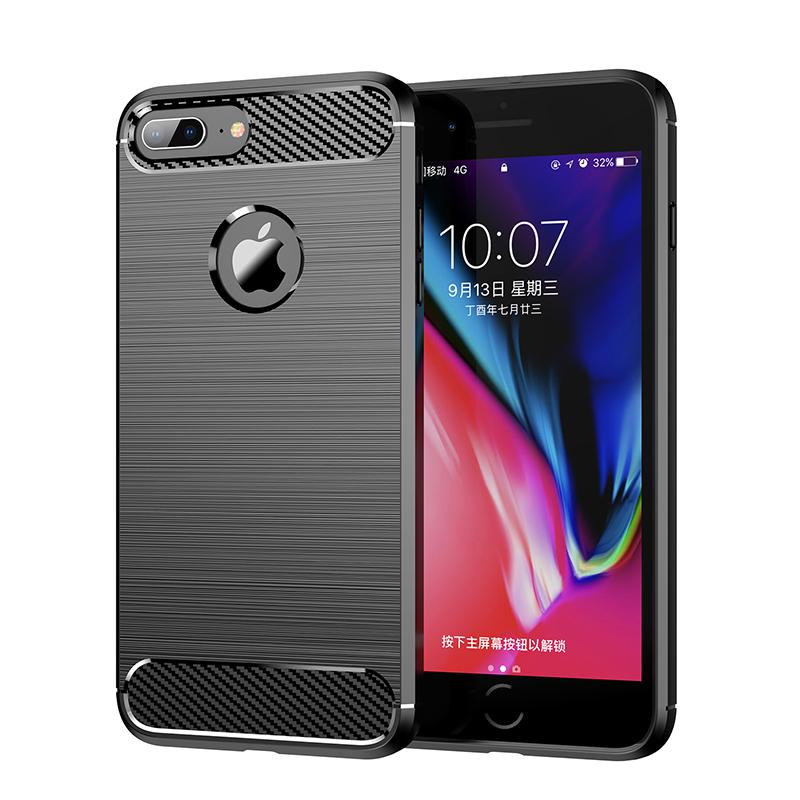 Für iPhone 8 Plus Hülle Für Apple iPhone 7 8 Plus Hülle 5,5 Zoll Carbon Fiber Stoßfest Silikon Bumper Für iPhone 8 7 Plus For iPhone 8 Plus schwarz