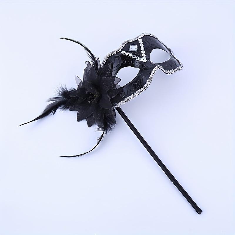 1 Stück Halloween Maske Venezianische Karneval Seite Blume Halten Maske Maskerade Party Bühne Leistung Kunststoff Maske schwarz