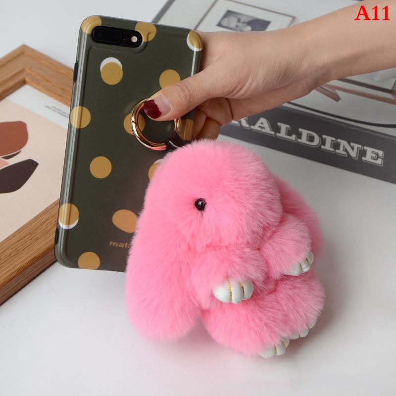 Kaninchen Schlüsselanhänger Ring Flauschiger Echter Pelz Pompon Hase Anhänger Schlüsselanhänger Anhänger Niedlicher Schlüsselring An Tasche Autoschlüssel Anhänger dunkel rosa