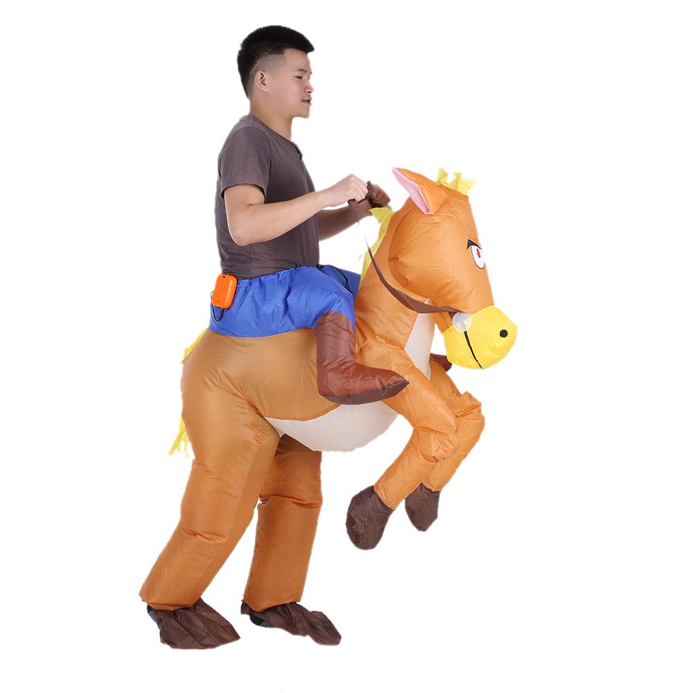 Decdeal Lustiger Cowboy-Reiter auf einem Pferd, aufblasbares Kostüm-Outfit für Halloween-Kostüme für Erwachsene