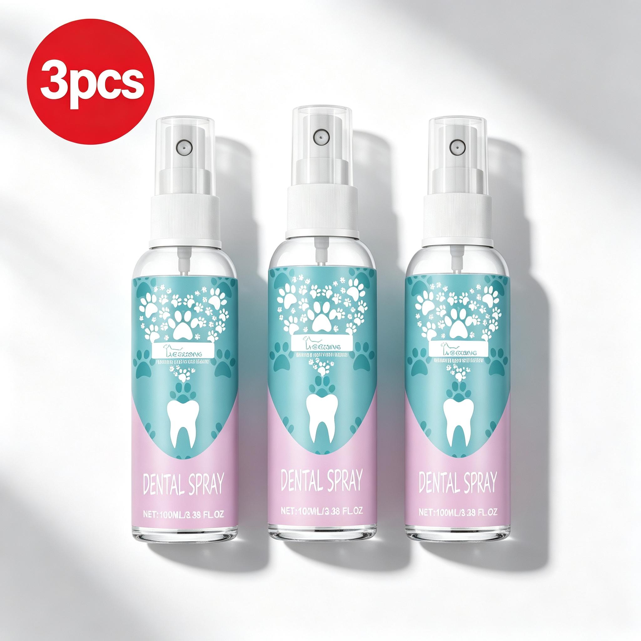 Zahnpflegespray für Haustiere Haustier Mundpflege und Zahnpflegespray zur Entfernung von Flecken und Vergilbung 100mlx3 gray