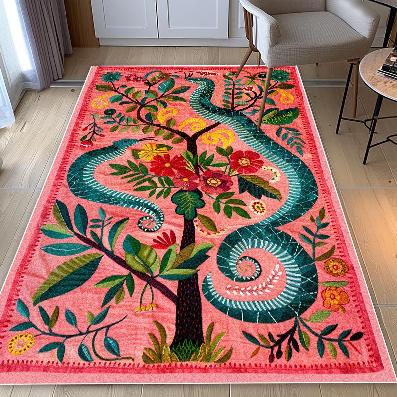 Teppich im amerikanischen Stil mit Schlangenmuster Wohnzimmer Pflanzendekoration Schlafzimmer Großflächige Teppiche Ankleidezimmer Badezimmer Rutschfeste Bodenmatte 180*280cm